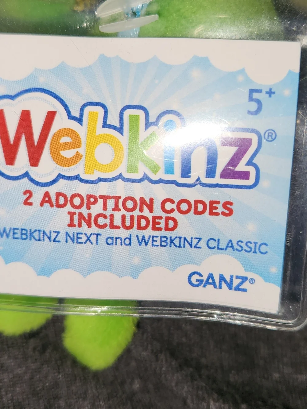 GANZ Webkinz Bright Green Plush Lizard with Orange Accents